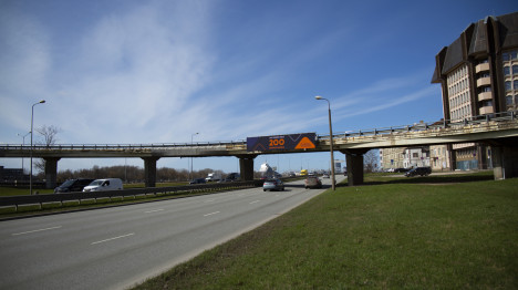 Overpass from Lāčplēša Street to Krasta Street No. 11 (view towards the city center)